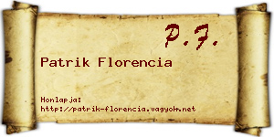 Patrik Florencia névjegykártya